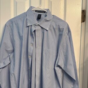 Devon & Jones Men's Blue Pinstripe Dress Shirt